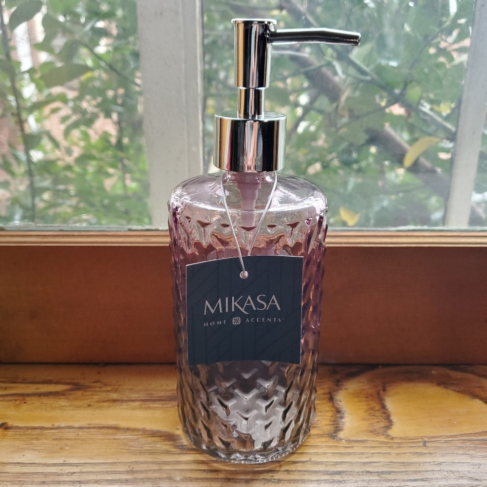 Mikasa purple glass soap dispenser